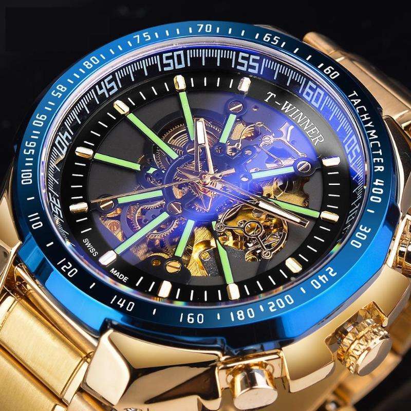 

Wristwatches Steam Punk Mechanical Watch Men's Fashion Hollow-Out Cool Automatic, Gold