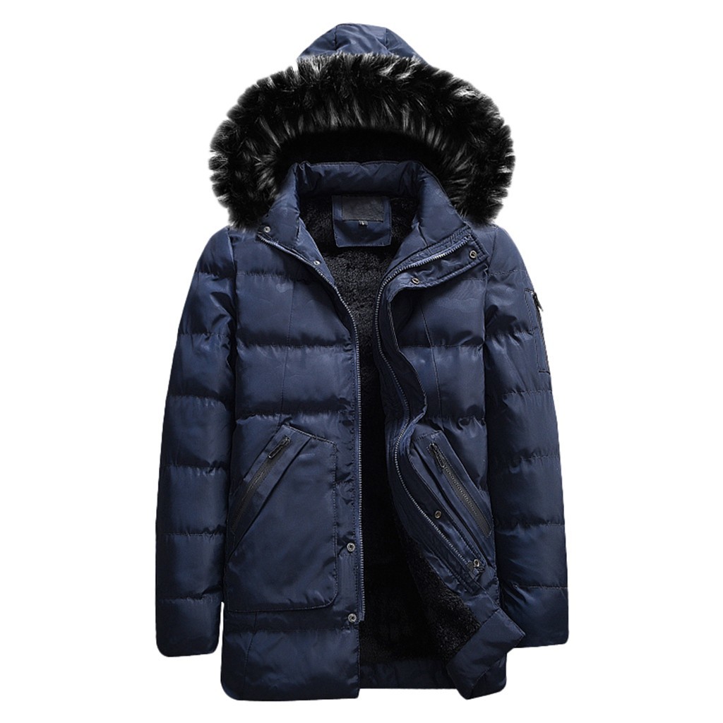 

SAGACE New Fashion Winter Men Long Sleeved Jacket Thicken Warm Hooded Parkas Coats Male Casual Outwear Padded coat, Black