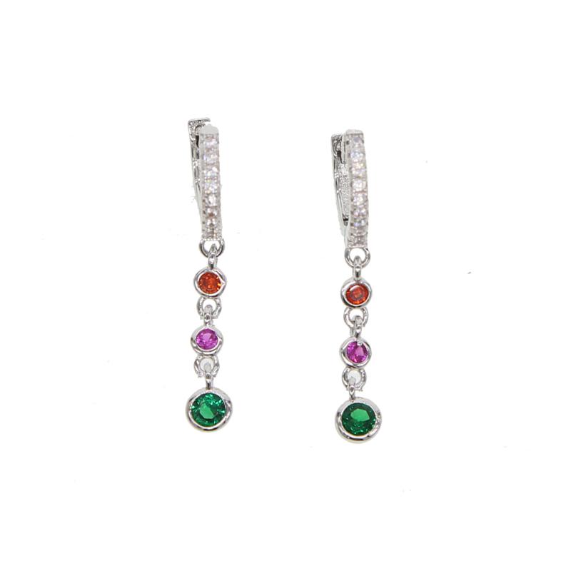 

Dangle & Chandelier 2021 Mother's Day Gift Rainbow Cz Tassel Chain Charm Earrings For Women Fashion Round Ear Drop Two Colors Trendy Jewelry