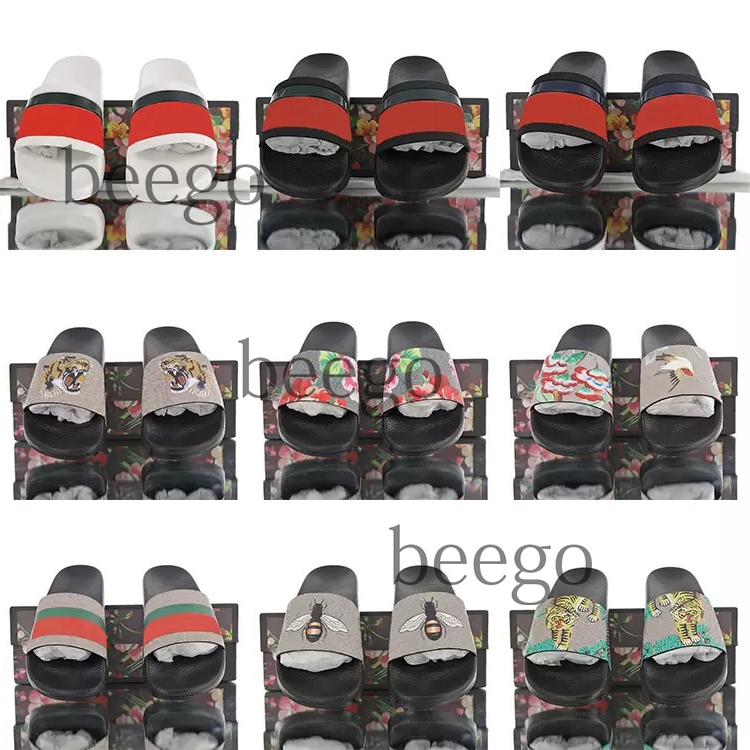 

classics sandals Designer Slippers slides Floral brocade Gear bottoms Flip Flops men women striped Beach causal slipper Platform Rubber Print Pattern Flower for, Need box