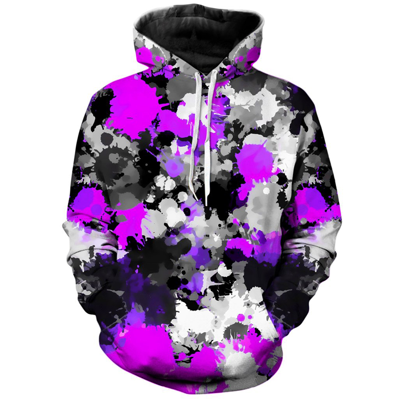 

Colored spots pattern Fierce 3D printing hoodie visual impact party top punk goth round neck high quality sweater hoodie, Black