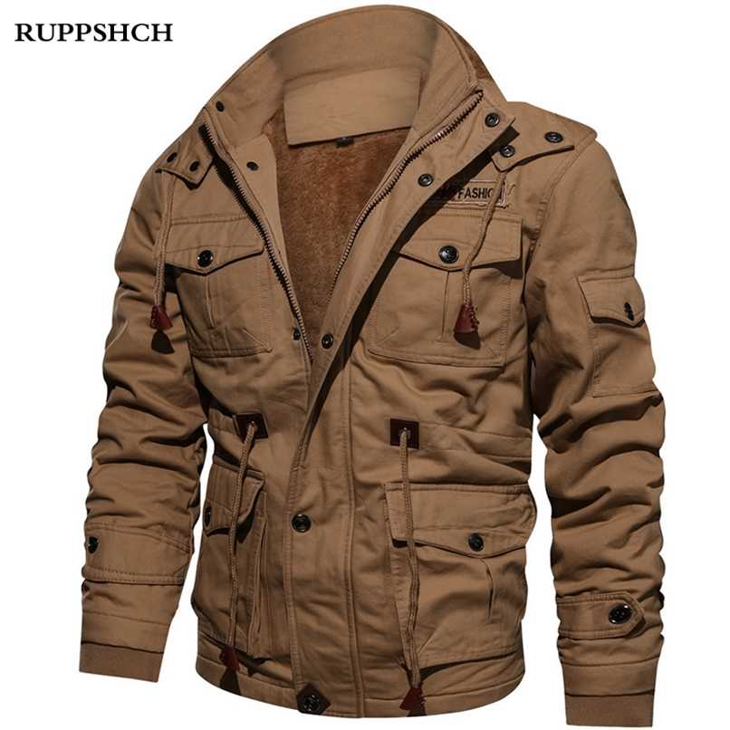 

Autumn Winter Men Fleece Tough Guy Masculine Jacket Coats Men Casual Thickened Hooded Outdoor Military Jackets Men Top 211029, Khaki
