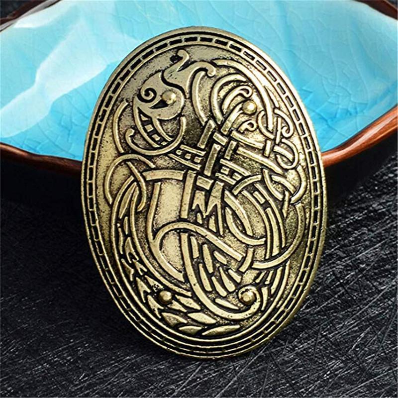 

Pins, Brooches Ancient Bronze Silver Color Nordic Viking Jewelry Wolf Symbol Pattern Pins Retro Alloy Brooch Pin Unisex Clothing Decor, Gray