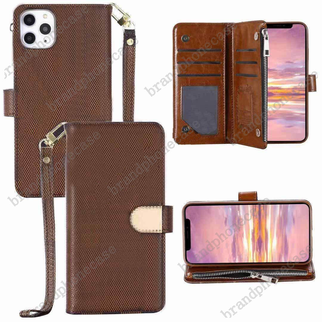 

fashion phone cases for iPhone 13 13pro 13promax 12 Promax mini 11 11Pro XR XSMAX shell leather Multi-function card package storage wallet cover, Brown flower