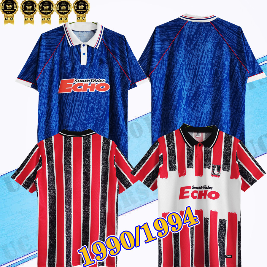 

1992 1993 1994 blue Cardiff Soccer Jerseys Home Shirt Retro jersey Pike Stant Kelly Dale 92 93 94 away classic football shirts, Black;yellow