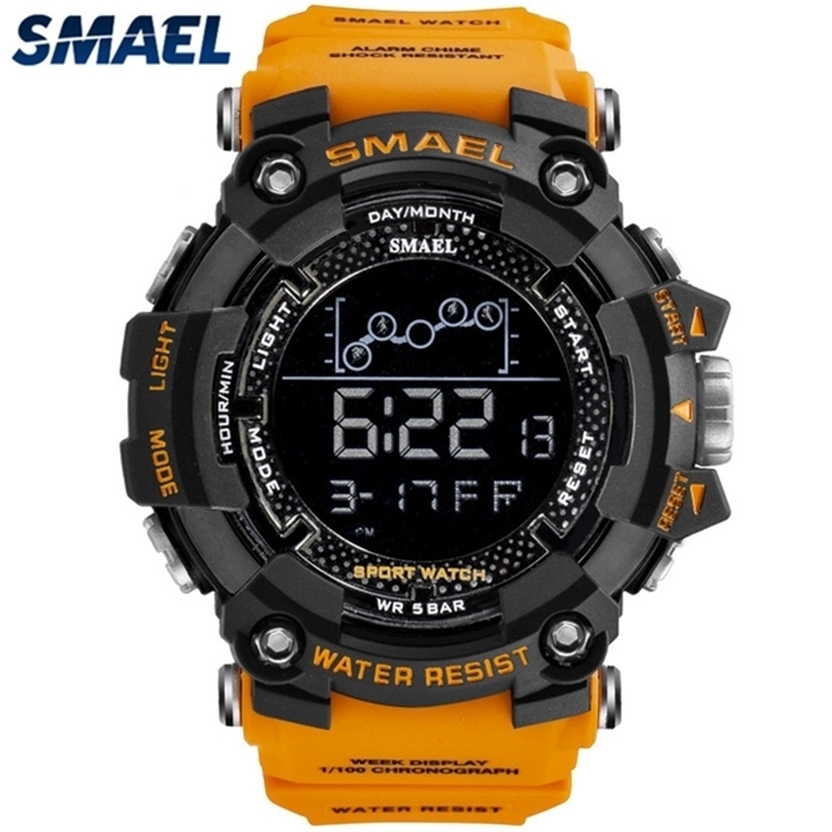 

SMAEL Fashion Men Orange Multifunction Waterproof Big Dial LED Digital Watch Casual Sport s Watches Relogio Masculino 220124, Black blue