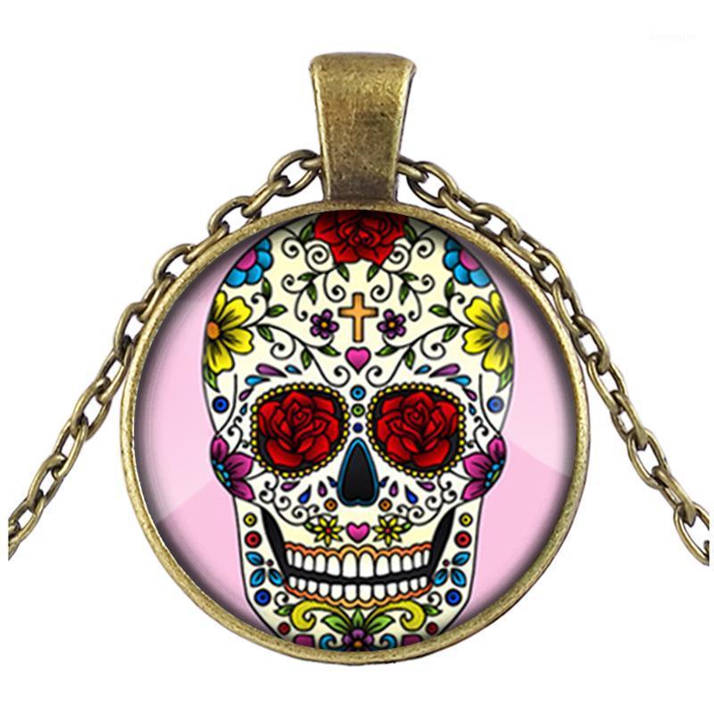 

Fashion Skull Charm Jewelry Cabochon Glass Pendant Chain Necklace Unisex Accessories Creative Gifts Chains