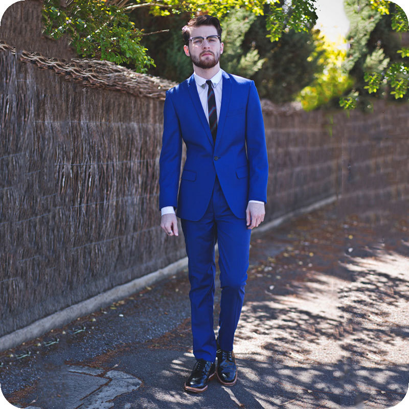 

Men's Suits & Blazers Latest Coat Pant Designs Royal Blue Men Business Groom Wedding Tuxedo Slim Man Blazer 2Piece Costume Homme T, Same as image