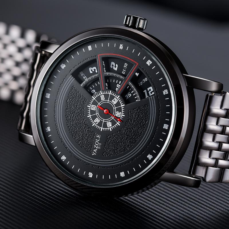 

Wristwatches YAZOLE Fashion Creative Watches Men Balck Stainless Steel Strap Quartz Relogio Masculine Reloj Hombre Man Watch, As the picture3