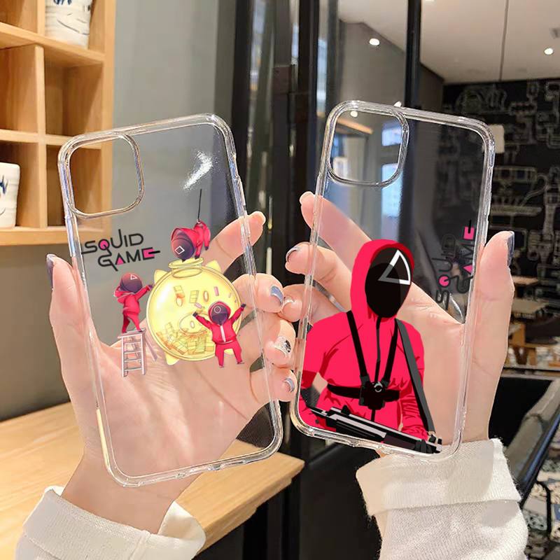 

Squid Game horror tv series Phone Case Transparent for iPhone 7 8 11 12 13 mini pro X XS XR MAX Plus
