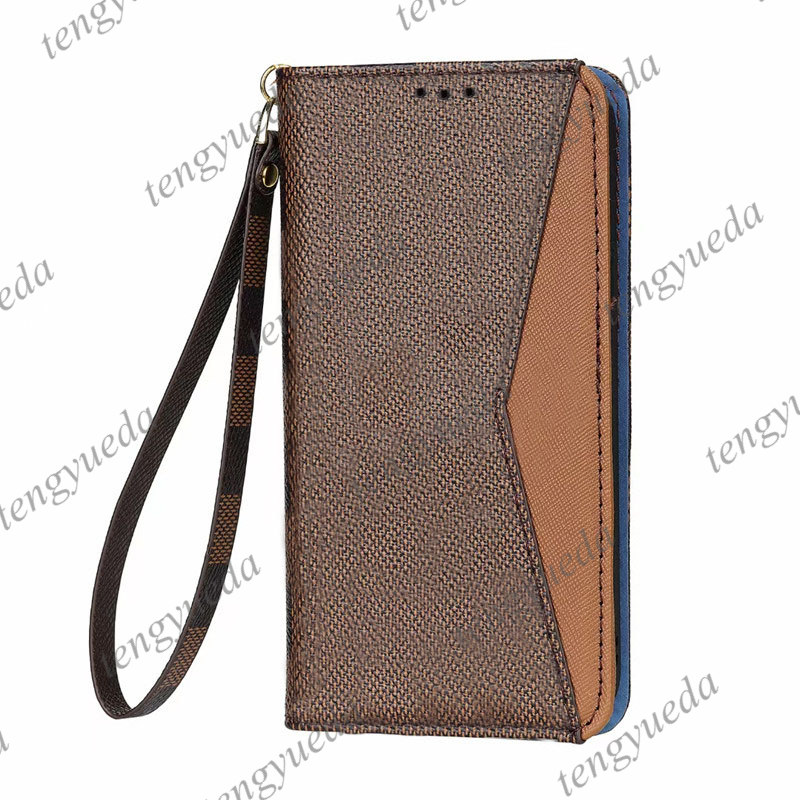 

Top Deluxe Designer Wallet Phone Cases for iphone 14 14pro 14plus 13 12 11 pro max XS XR Xsmax Card Holder Leather L Fashion Luxury Cellphone Cover, Brown big flower