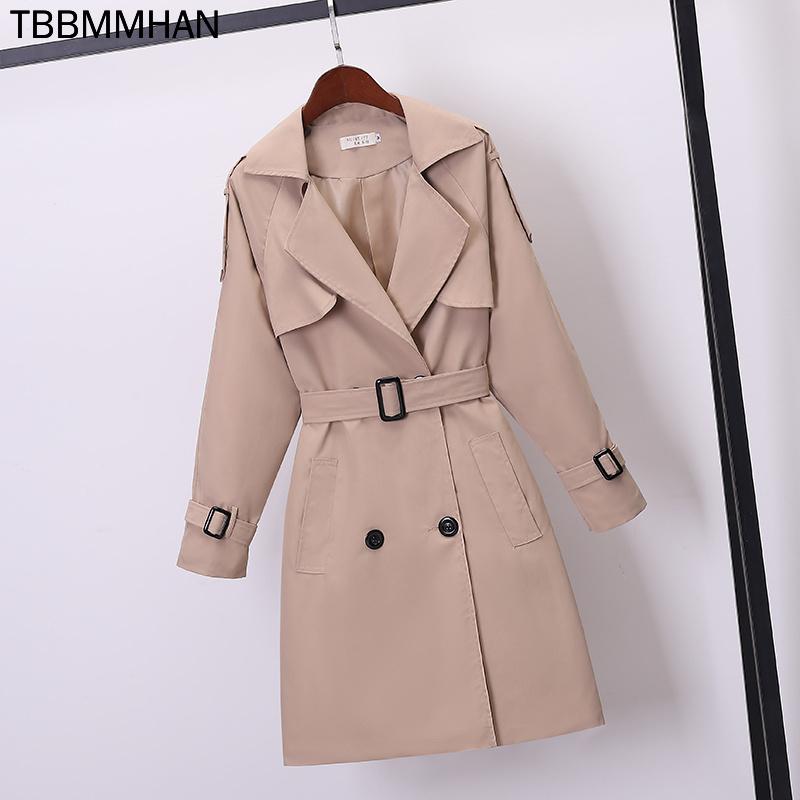 

Women's Trench Coats 2021 Clothes Spring And Autumn Long Coat Fashion Casual Loose Korean Version Of The Small Man Large Size, Tan;black