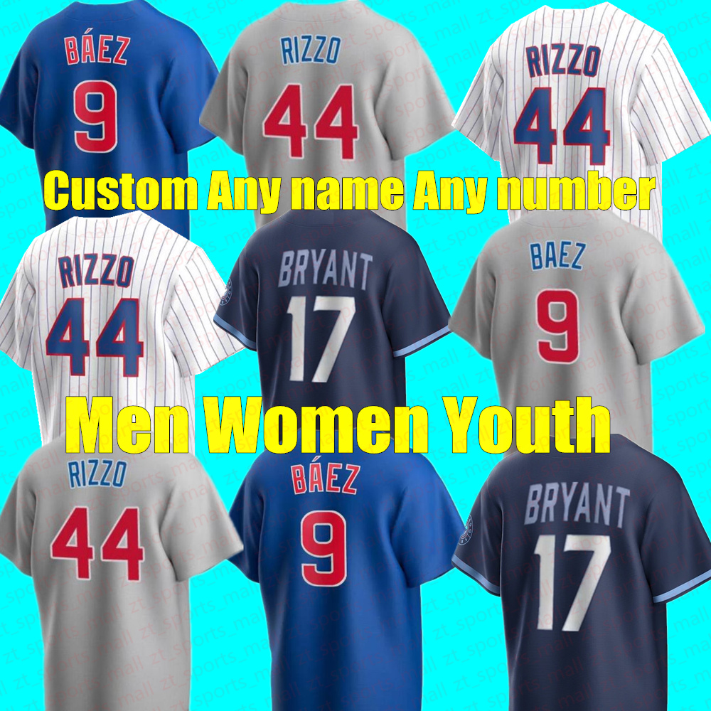 

New Baseball Jersey 9 JAVIER BAEZ 44 ANTHONY CUSTOM RIZZO CHICAGOS WILLSON CONTRERAS 17 KRIS BRYANT RYNE SANDBERG CUBS JASON HEYWARD IAN HAPP MEN Women Kids Jerseys, As shown in illustration