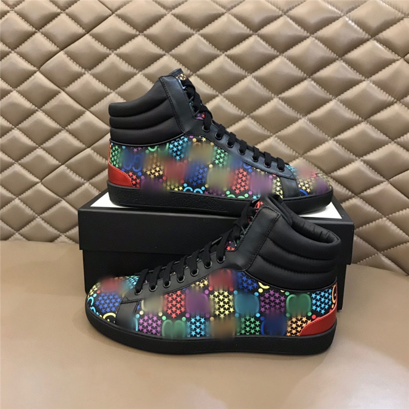 

2021 casual men designer shoes rainbow letter printed black white Luxury basketball Mens shoe streetwear fast ship