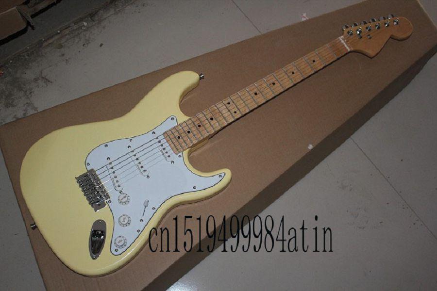 2019 Top Quality Classic Stratocaster models recess signature bulk milk yellow Electric guitar @32-image-688004471