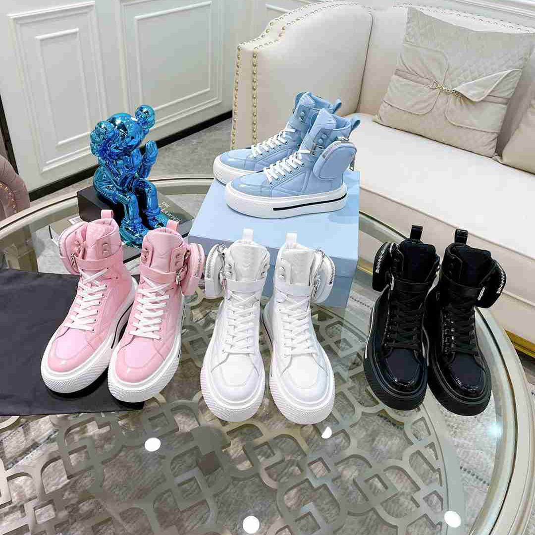 

Designer women Sneakers men casual shoes Macro Re-Nylon recycled nylon and shiny leather high-top sneaker wallet Womens Top Quality Luxurys Trainers size 35-45