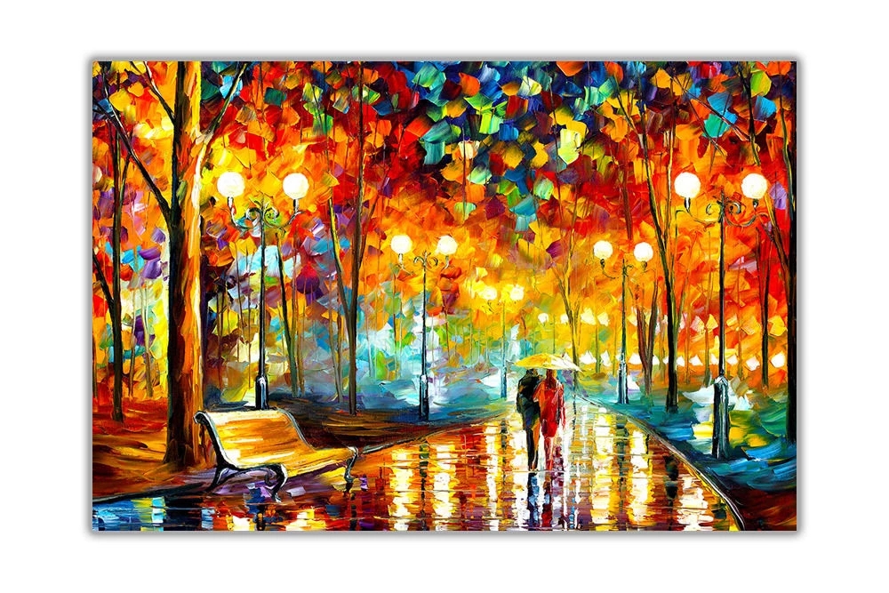 Decorative Modern Wall Art Picture Oil Painting Rains Landscape Canvas Artwork Reproduction for Office, Living Room,Study Room,Home Decor,No Fram-image-740223735