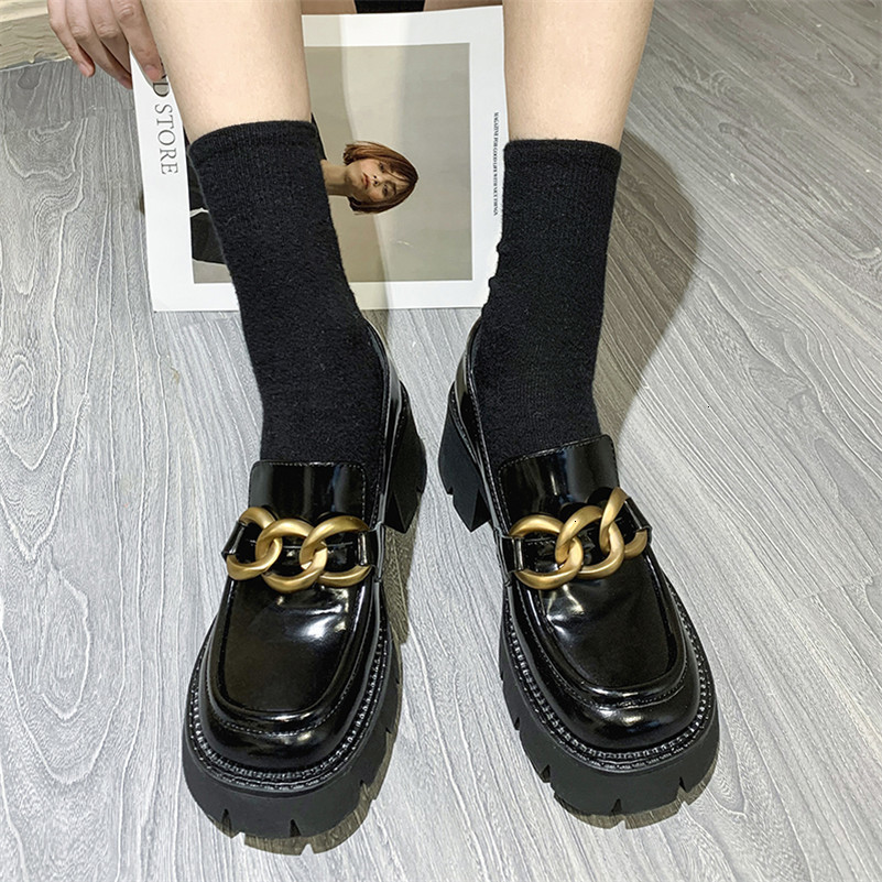 

leather Natural Dress platform Shoes genuine shoes high woman toe round thick heel pumps metal decorations women's 39 INPQ, 1# shoe box