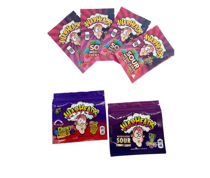 

warheads edibles bags Sour Sweet Chewy Cubes Airheads Xtremes Trolli Trilli Gummies Candy Trips Ahoy Package Bag
