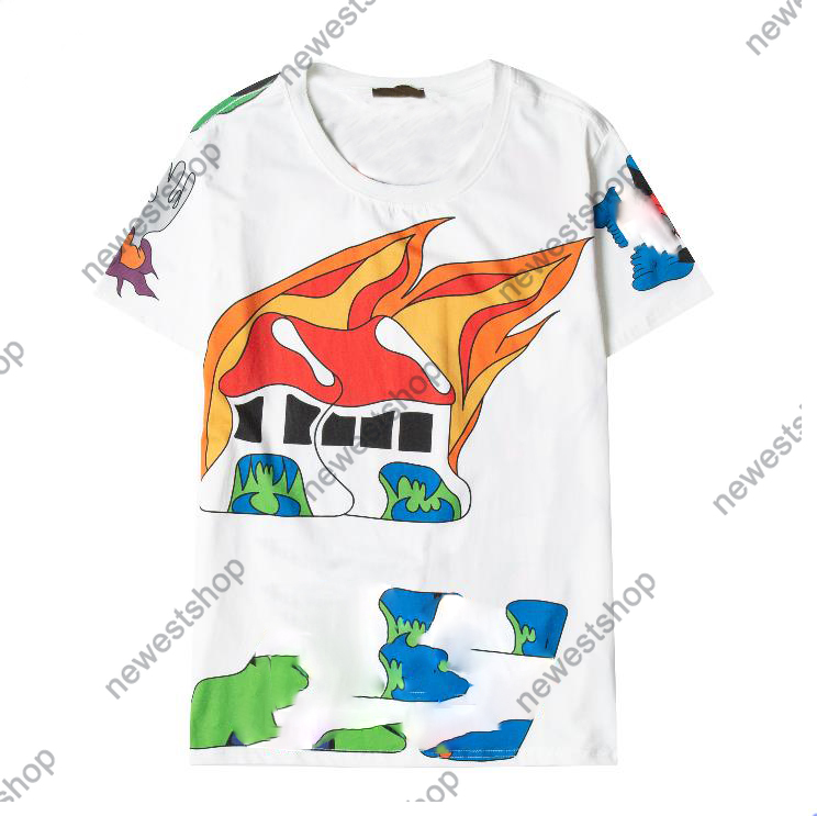 

2021 summer mens t shirts Paris letter print t-shirt Designer luxury Cartoon printing tee casual cotton tops asian size, White;black