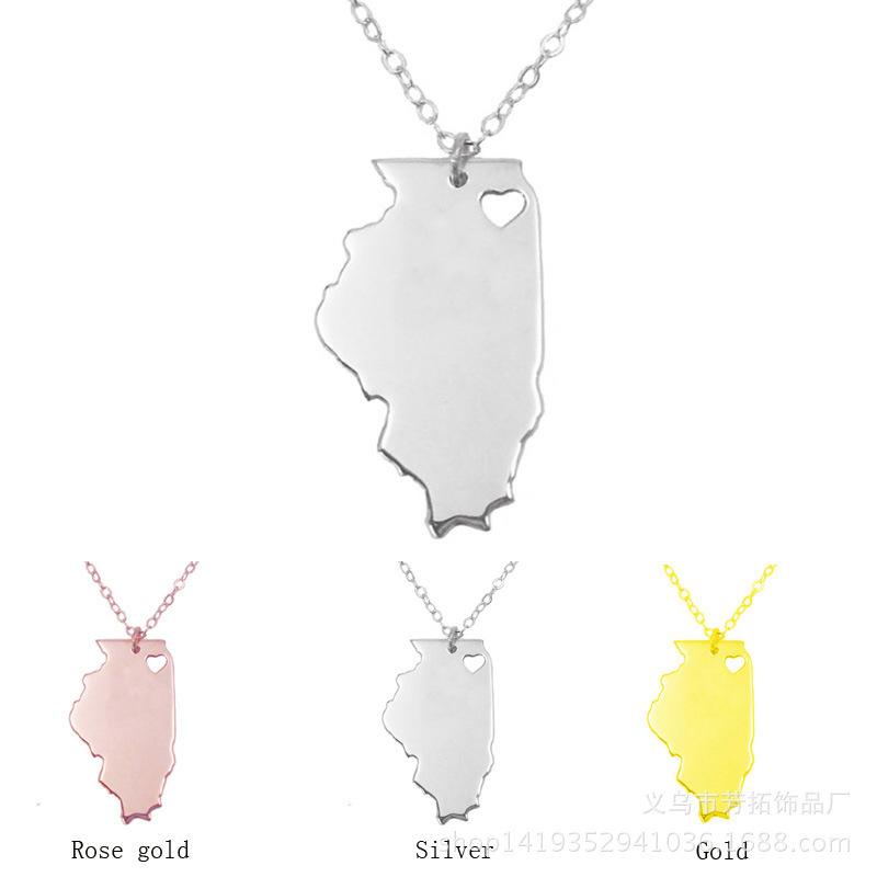 

Pendant Necklaces Country Map Charm State Shaped Necklace With A Heart Gift For Hometown