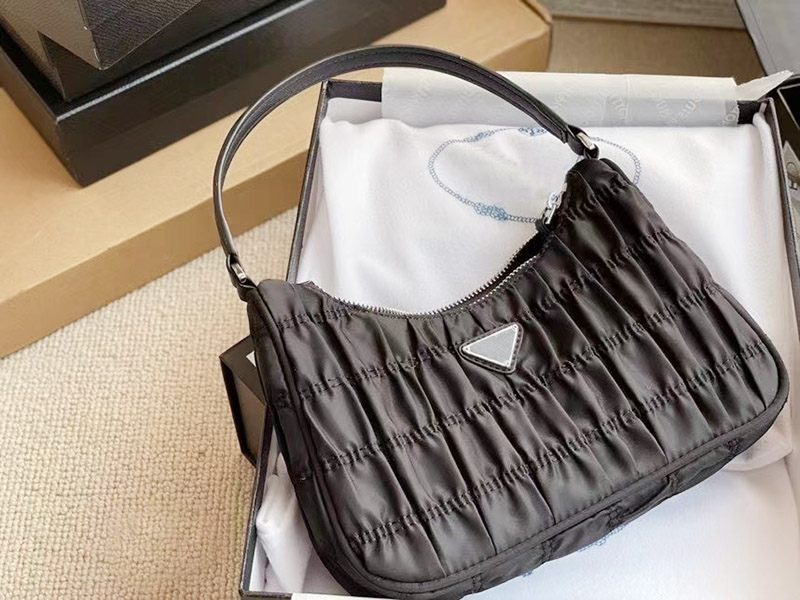 

Women's bags brand ladies luxury handbags high quality pleated nylon single shoulder underarm bag