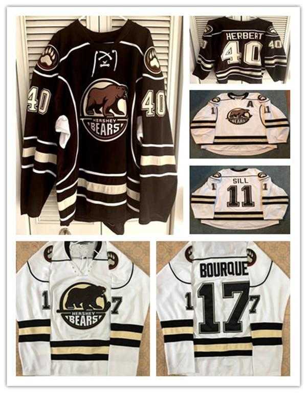 

2020 2015-16 Hershey Bears 40 Caleb Herbert Chris Bourque 11 ZACH SILL Hockey Jersey Embroidery Stitched any number and name Jerseys