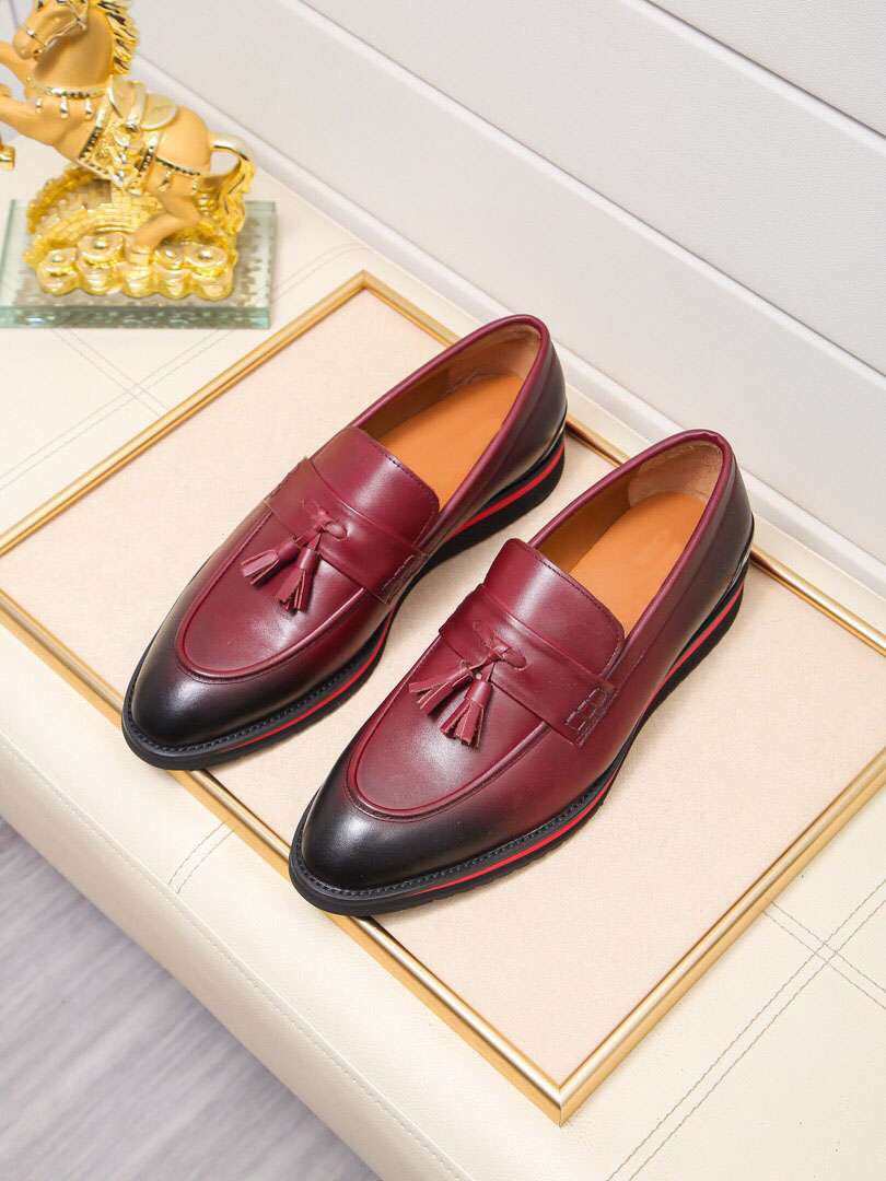 

New 2021 Men's Brogue Genuine Leather Formal Dress Shoes Gentlemen Brand Office Business Party Wedding Oxfords Outdoor Shoes Size 39-47, Black