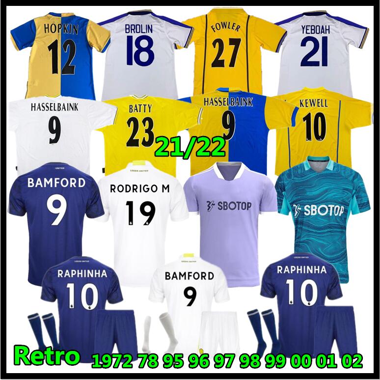 

21 22 leeds away soccer jerseys Fans player version 1972 78 95 96 97 98 99 00 FIRPO JUNIOR HARRISON HERNANDEZ COSTA BAMFORD PHILLIPS RAPHINHA kits football shirt united, 21/22 away+patch