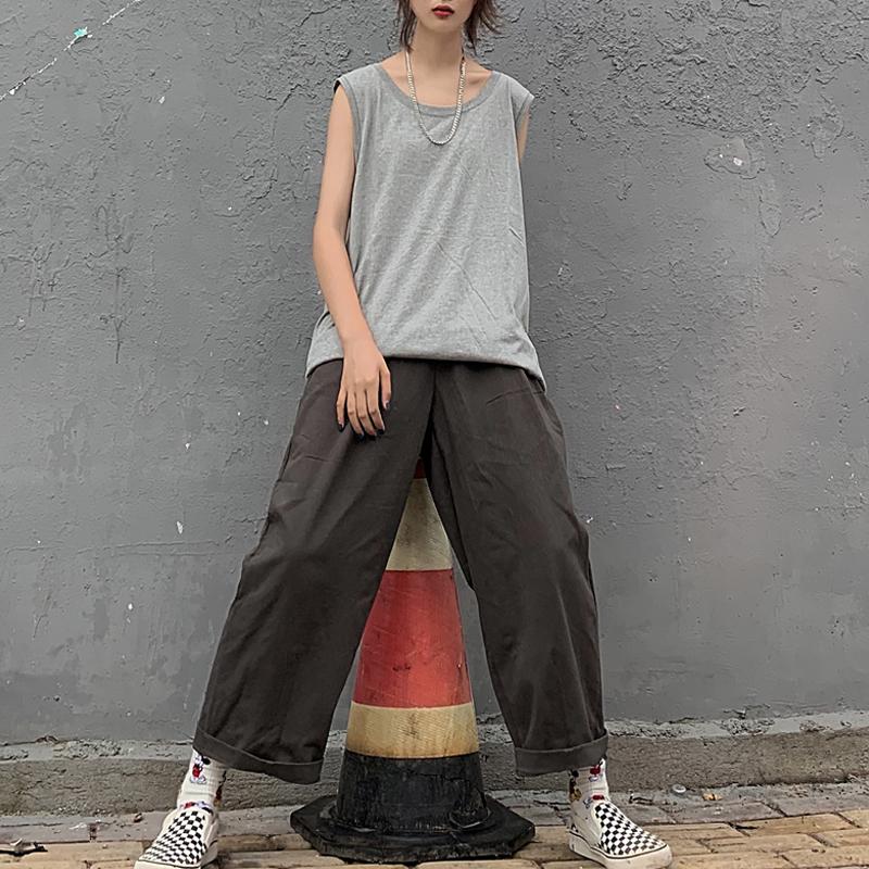 

High Waist Pants Plus Size Women Fashion Solid Color Loose Trousers Ladies Cool Comfortable Casual Women's & Capris, Black;white