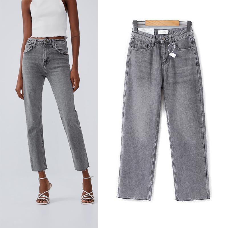 

mid mujer fashion women jeans high waist pocket elastic pencil plus size denim long pants casual basic grey, Blue