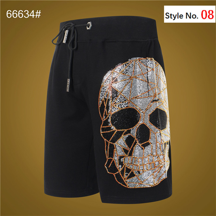 

summer Men shorts Rhinestone Skulls Casual Summer pants Letter Print Womens Trendy Male High Quality Streetwear Luminous Shark with box, White;black