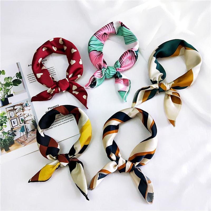

Scarves 50X50CM Fashion Women Square Scarf All-match Wraps Elegant Floral Dot Spring Summer Head Neck Hair Tie Band Neckerchief, Blue;gray