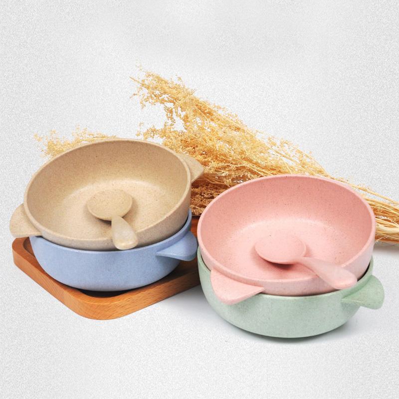 

Cups, Dishes & Utensils 2pcs Baby Feeding Tableware Set Eco-Friendly Wheat Straw Infant Plate Children Dish Dinnerware Kids Anti- Training B