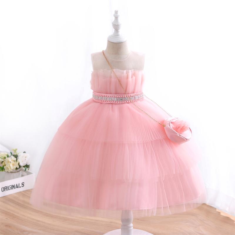 

Girl's Dresses Yoliyolei Girls Princess Pleated Design Dress Kids Wedding Birthday Elegant Party Prom Gown Children Tulle Costume 3-10 Years, Red;yellow