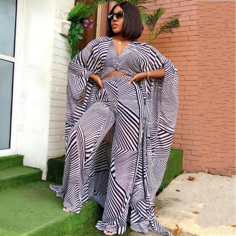 

Ethnic Clothing Two Piece Set Summer African Clothes For Women Dashiki 2021 Fashion Long Dress Sets Pants Suits Outfits Party Dresses Plus S