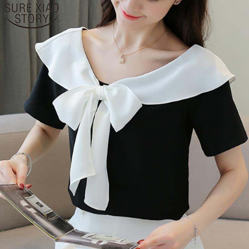 

Women's Blouses & Shirts 2022 Casual Short Sleeve Chiffon Blouse Women Tops And Sexy Slash Neck Summer Clothing Blusas 4604 50, White