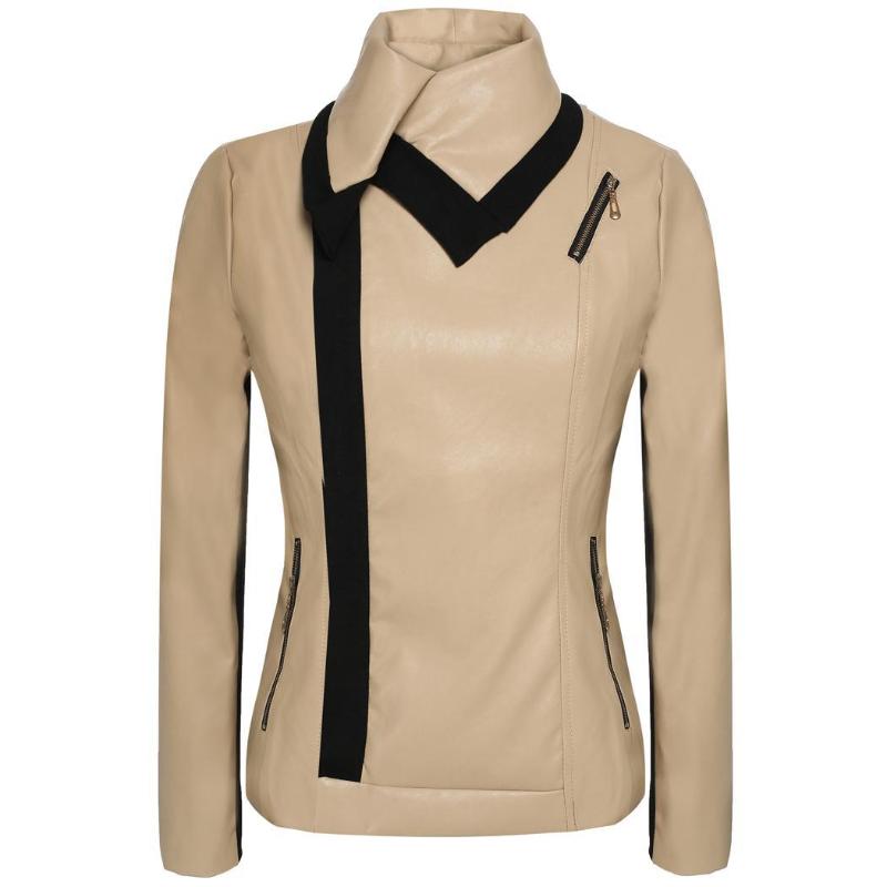 

Women's Leather & Faux Angvns Women Fashion Lady Casual Long Sleeve Synthetic Zipper Coat Solid Jacket Outerwear Party Regular, Black