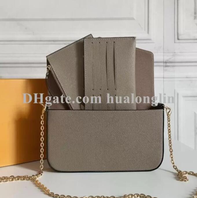 

Wholesale Designer Woman Bag Handbag purse women Leather Cluch Original box flowers fashion shoulder bags handbags 3in1 wallet card slot, 69977