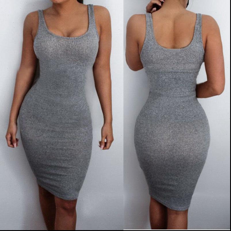 

sleeveless women dress solid summer lace up slim midi bodycon good quality woman clothes, Black;gray