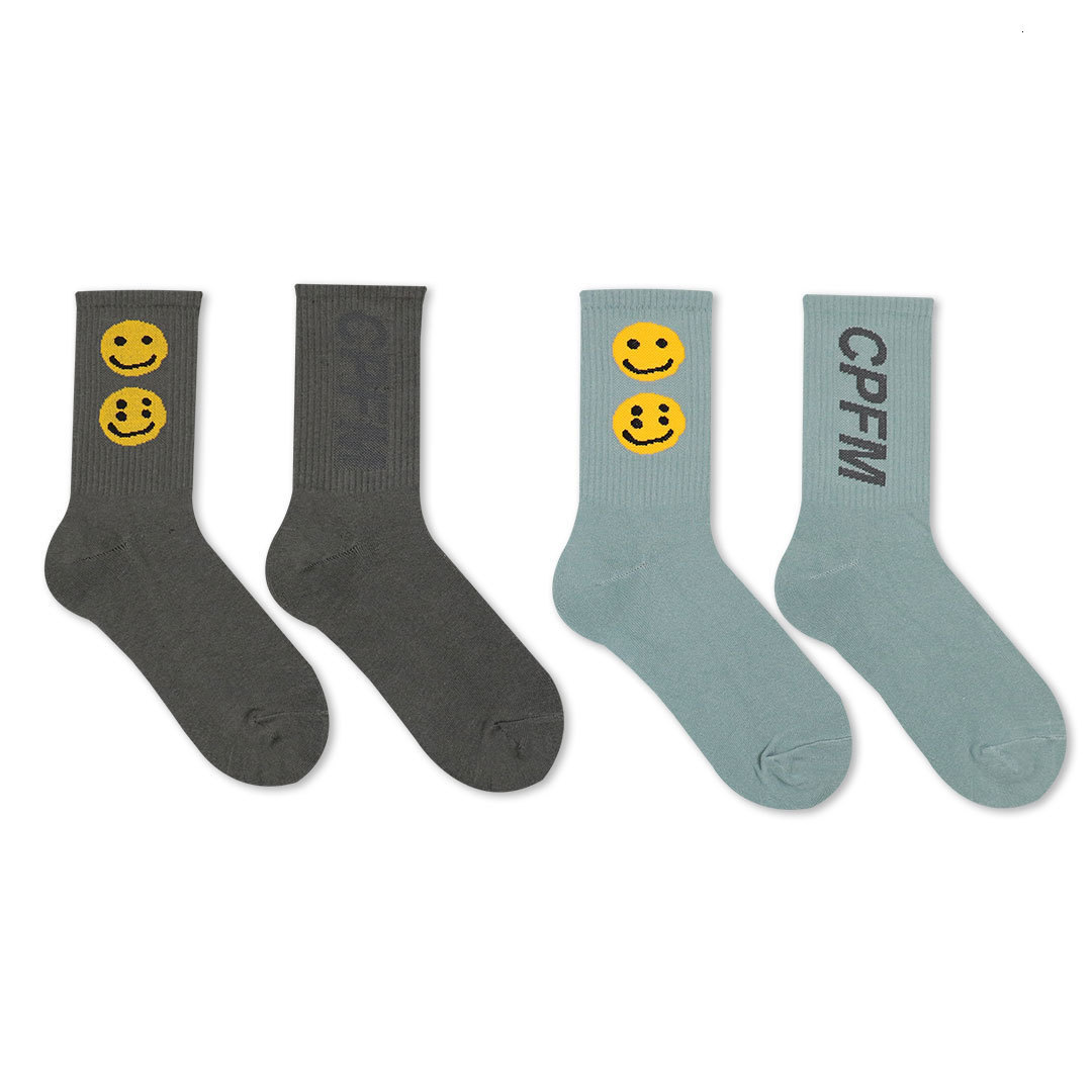 

Cpfm same smile kany earth color all cotton sports tide brand socks for men and women factory wholesale outlet, Black