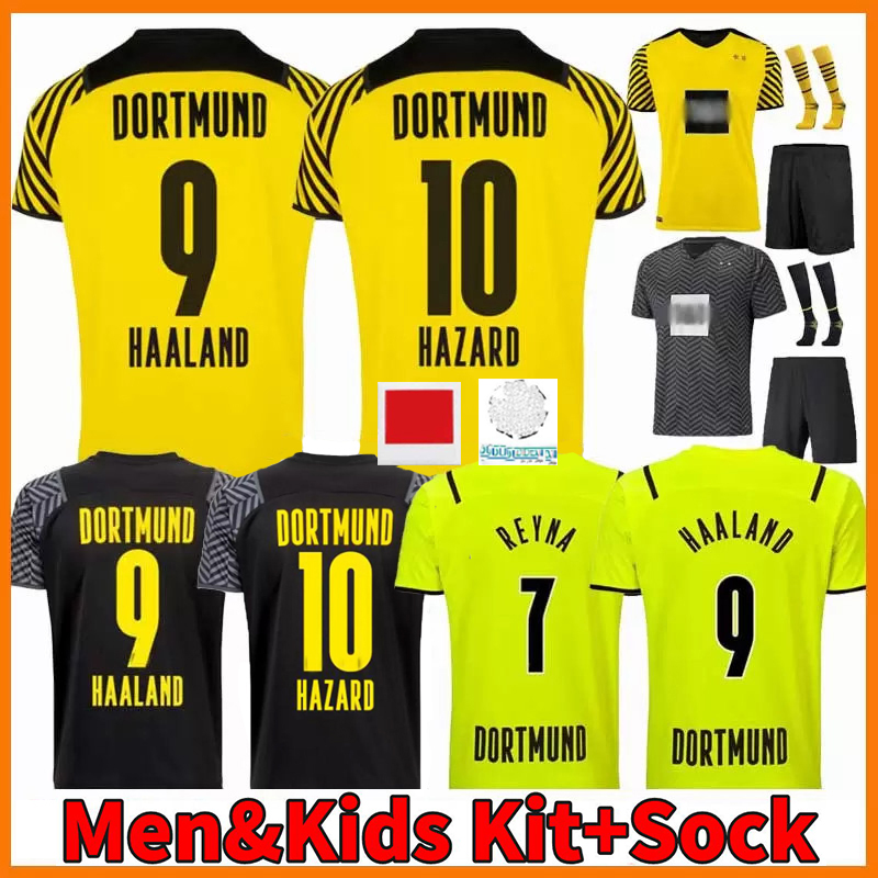 

21 22 BVB HAALAND REUS Malen soccer jerseys Borussia Dortmund Jersey 2021 2022 home away third HUMMELS HAZARD BELLINGHAM WITSEL BRANDT football shirt+ kids kit socks, 21 22 away patch