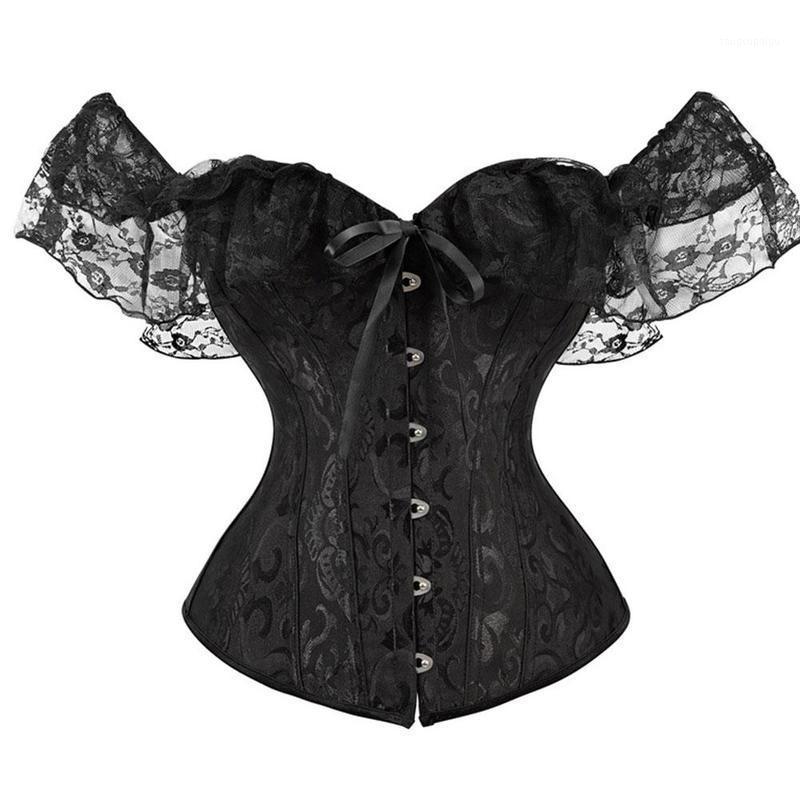 

Women' Shapers 2021 Women Short Sleeve Corset White Black Solid Color Tie-up Boat Neck Close-fitting Crop Tops Cropped Wedding Dress Bone