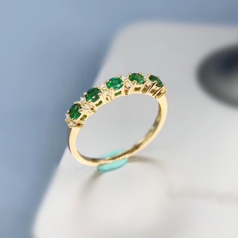 

Cluster Rings Natural Real Emerald Round Slim Ring Per Jewelry 0.15ct*5pcs Gemstone 925 Sterling Silver Fine J2092404, Golden;silver