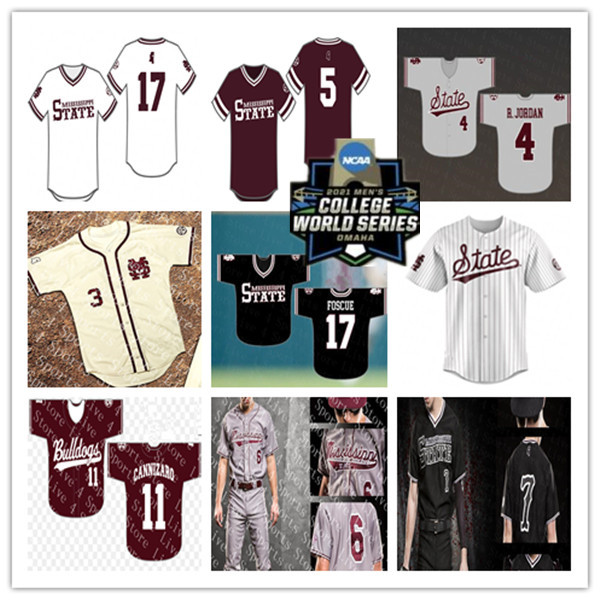 

2021 Mississippi State Bulldog Baseball WS World Series Jersey 5 Tanner Allen 4 Rowdey 15 Jake Mangum 19 Logan Tanner 3 Scotty Dubrule 6 Kamren James 20 Hancock Luke 4XL, Men cream