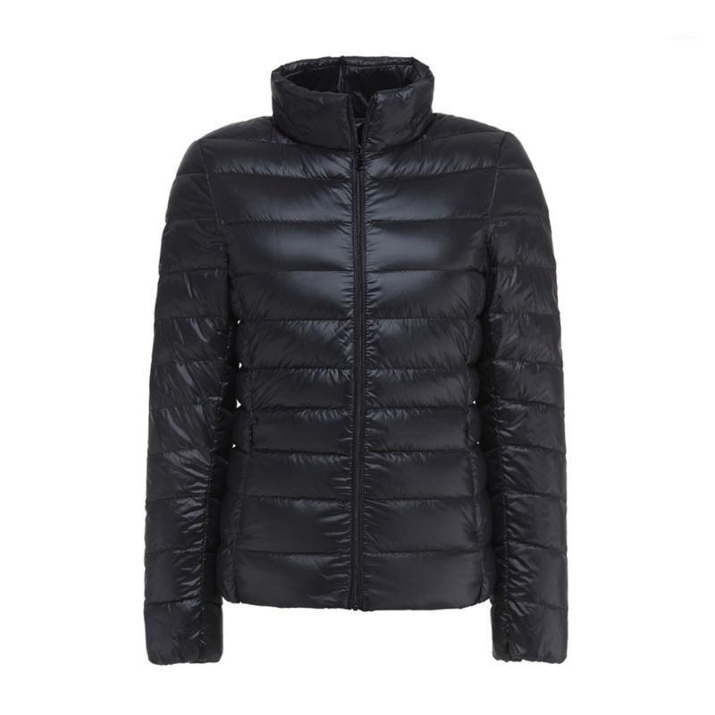 

Women For Winter Fashion Down Jacket Stand Collar Short Long Sleeve Keep Warm Waterproof Windproof Slim Lightweight Casual, Navy blue