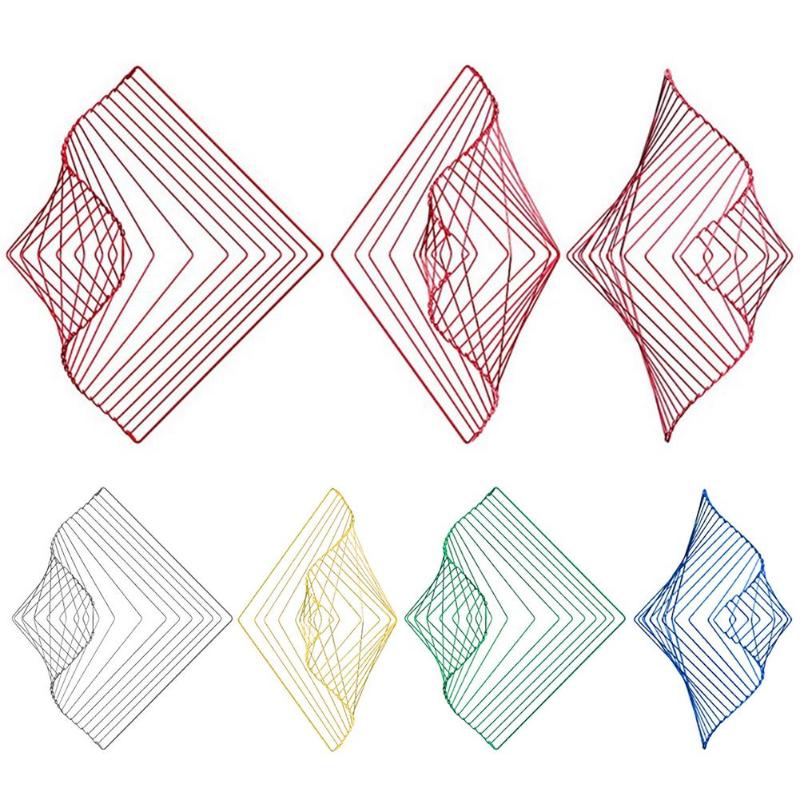 

Decorative Objects & Figurines Square Wave Kinetic Spinner Metal Wall Decoration Magical Calming Art Sculpture Home Office Rotating Decompre