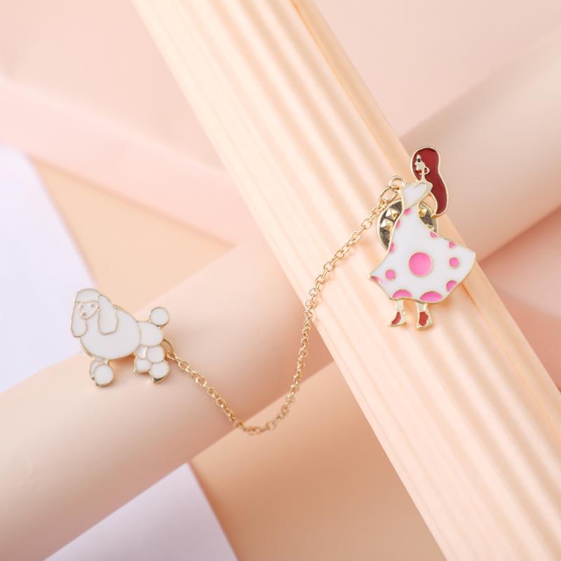 

Pins, Brooches Design Of Enamel Glaze Brooch Walk The Dog Girl Fashion Simple Elegant Lovely Cartoon Badge Pins Gift