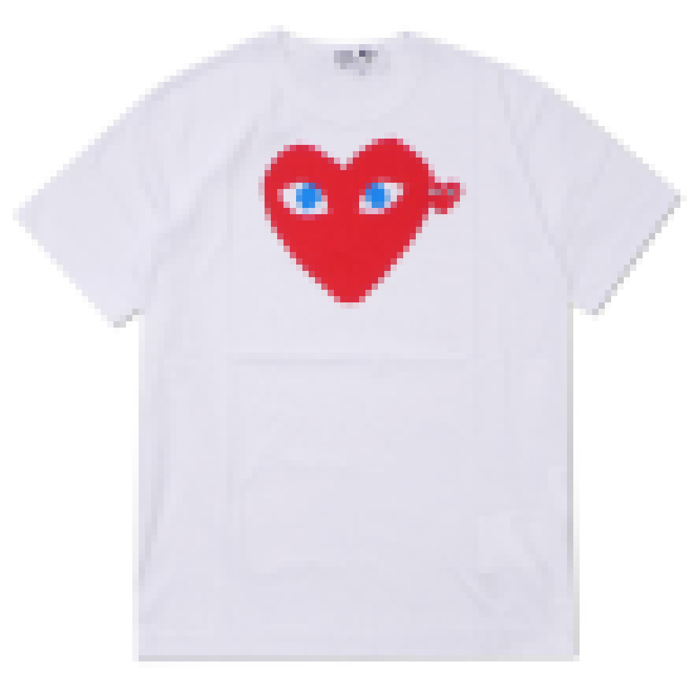 

COM Best Quality Men Women Blue New play CDG Embroidered Double Heart short Sleeve T-shirts Embroidery Red Heart Tee