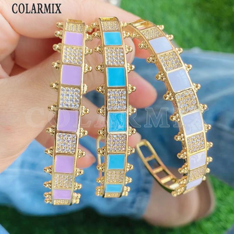 

Bangle 3 Pcs Geometric Square Zircon Mix Color Jewelry Fashion For Women 31713